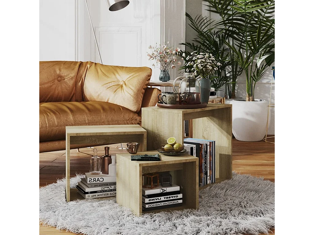 Tables gigognes 3 pcs Chêne sonoma 2