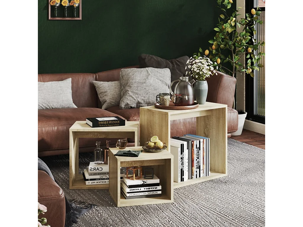 Tables gigognes 3 pcs Chêne sonoma 2