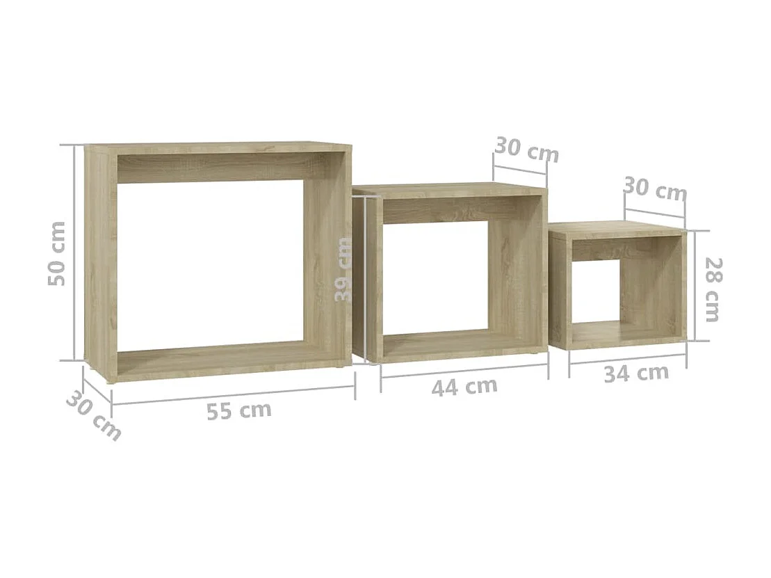 Tables gigognes 3 pcs Chêne sonoma 2