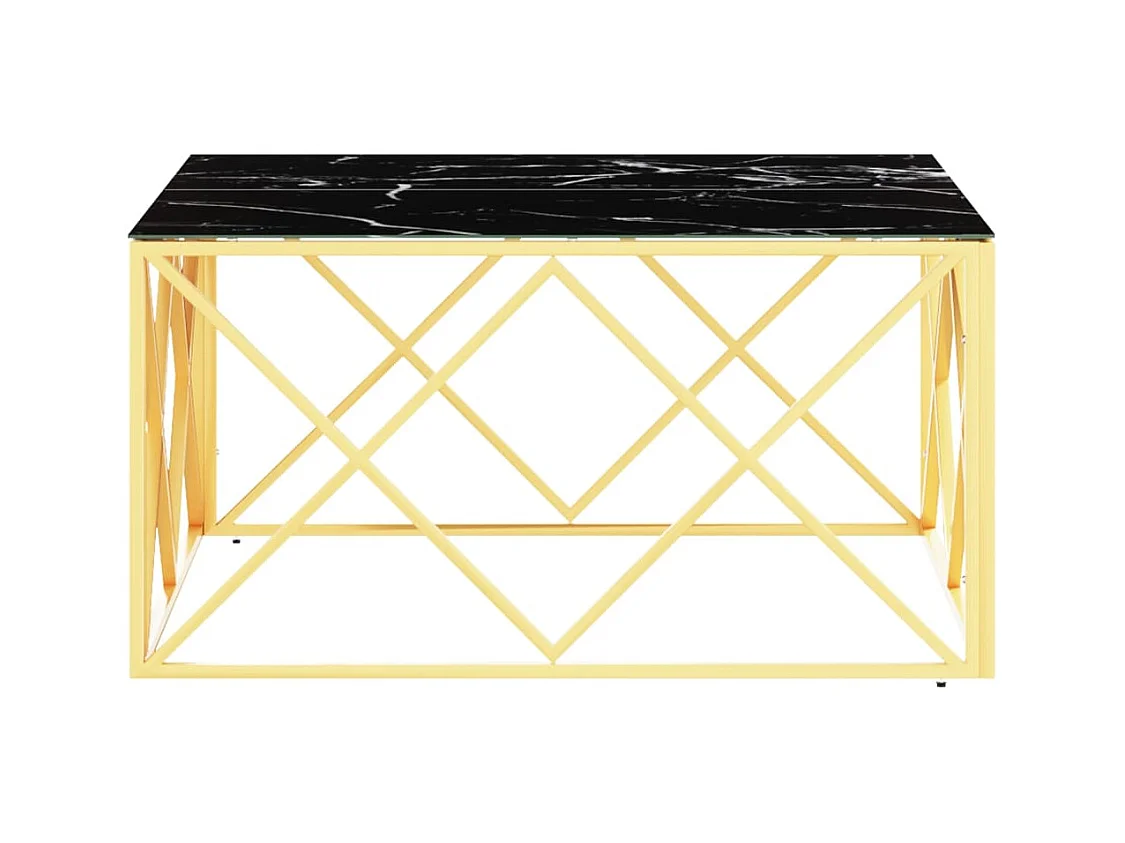 Table basse doré 80x80x40 acier inoxydable et verre