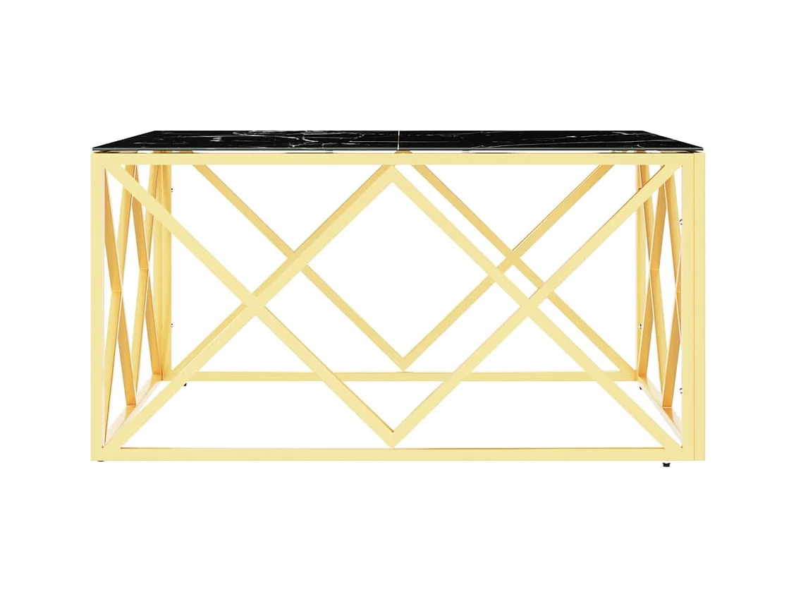 Table basse doré 80x80x40 acier inoxydable et verre