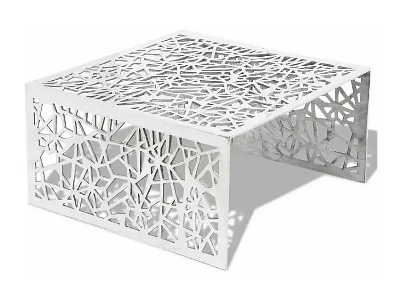 Table basse carrée métal argenté Hope