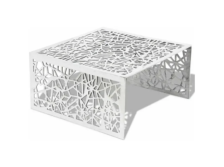 Table basse carrée métal argenté Hope