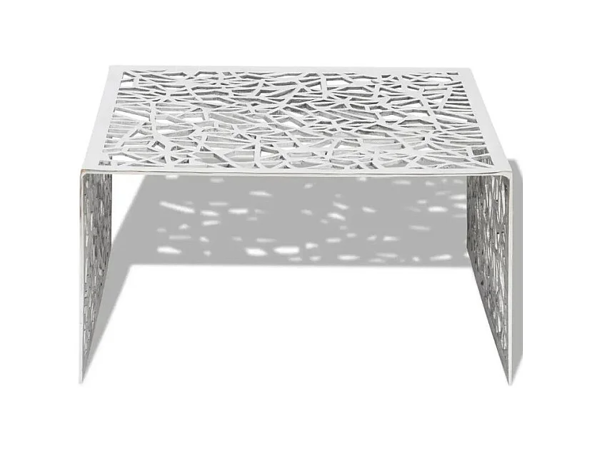 Table basse carrée métal argenté Hope