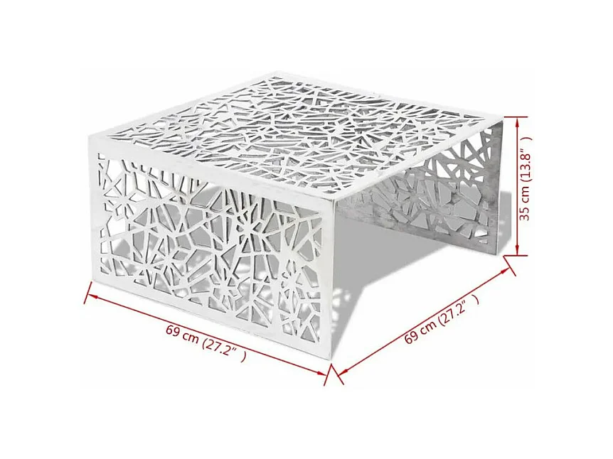 Table basse carrée métal argenté Hope