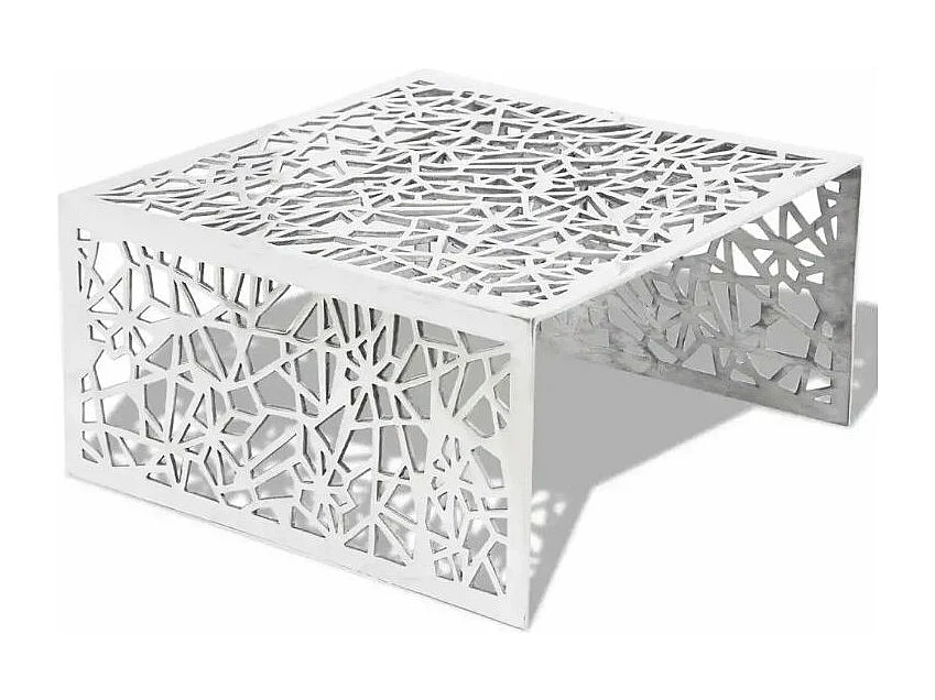 Table basse carrée métal argenté Hope