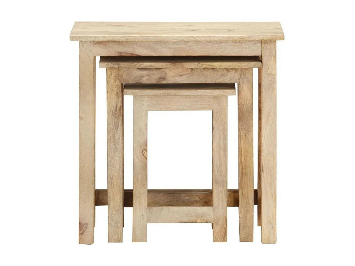 Set de 3 tables gigognes manguier massif clair Dhaem