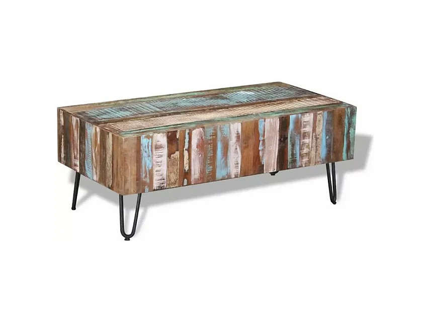 Table basse rectangulaire bois massif recyclé Mista
