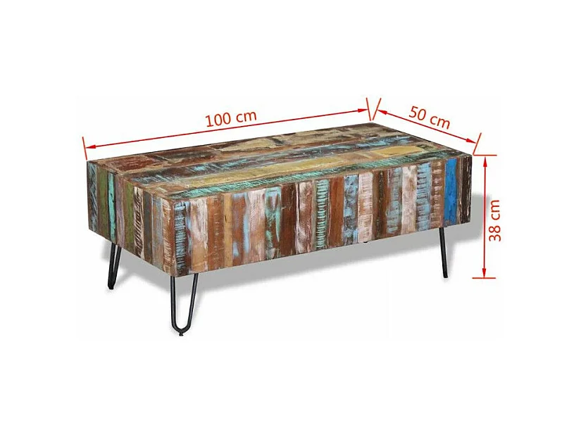 Table basse rectangulaire bois massif recyclé Mista