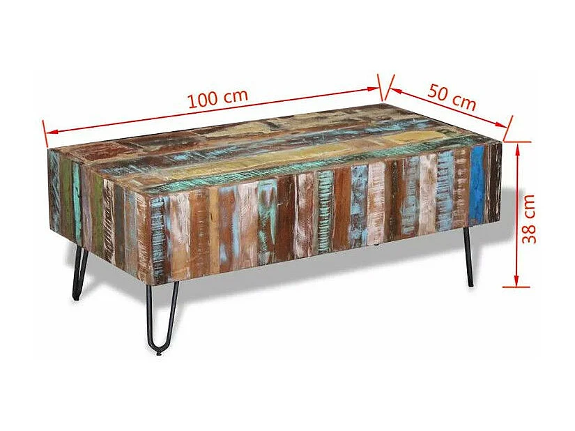 Table basse rectangulaire bois massif recyclé Mista
