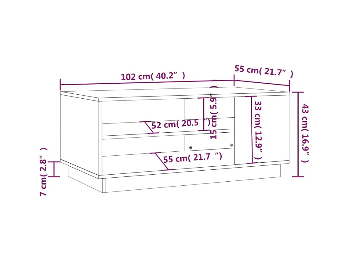 Table basse Blanc 102x55x43