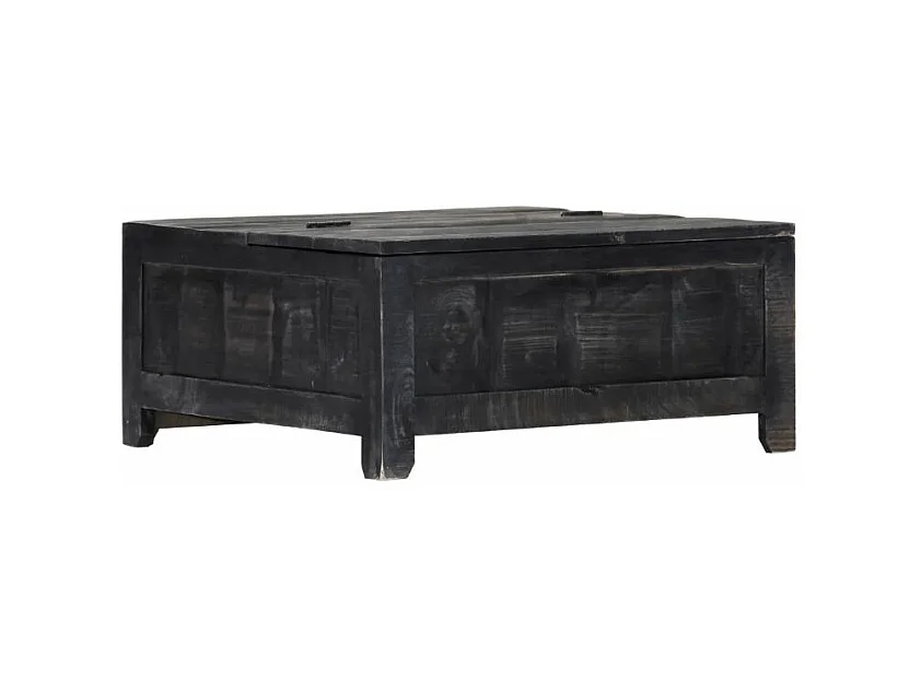 Table basse carrée 5 tiroirs manguier massif noir Pinkie