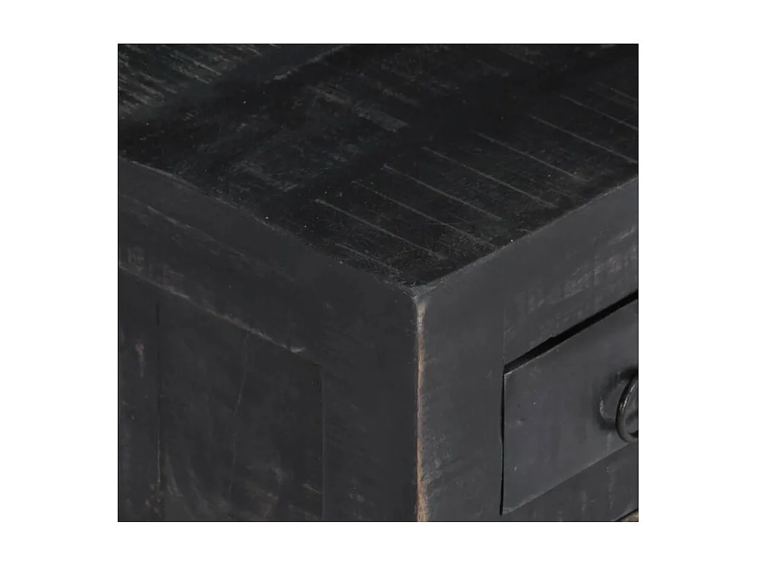 Table basse carrée 5 tiroirs manguier massif noir Pinkie