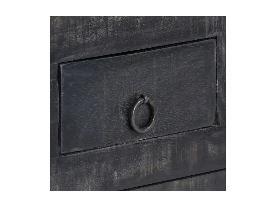 Table basse carrée 5 tiroirs manguier massif noir Pinkie