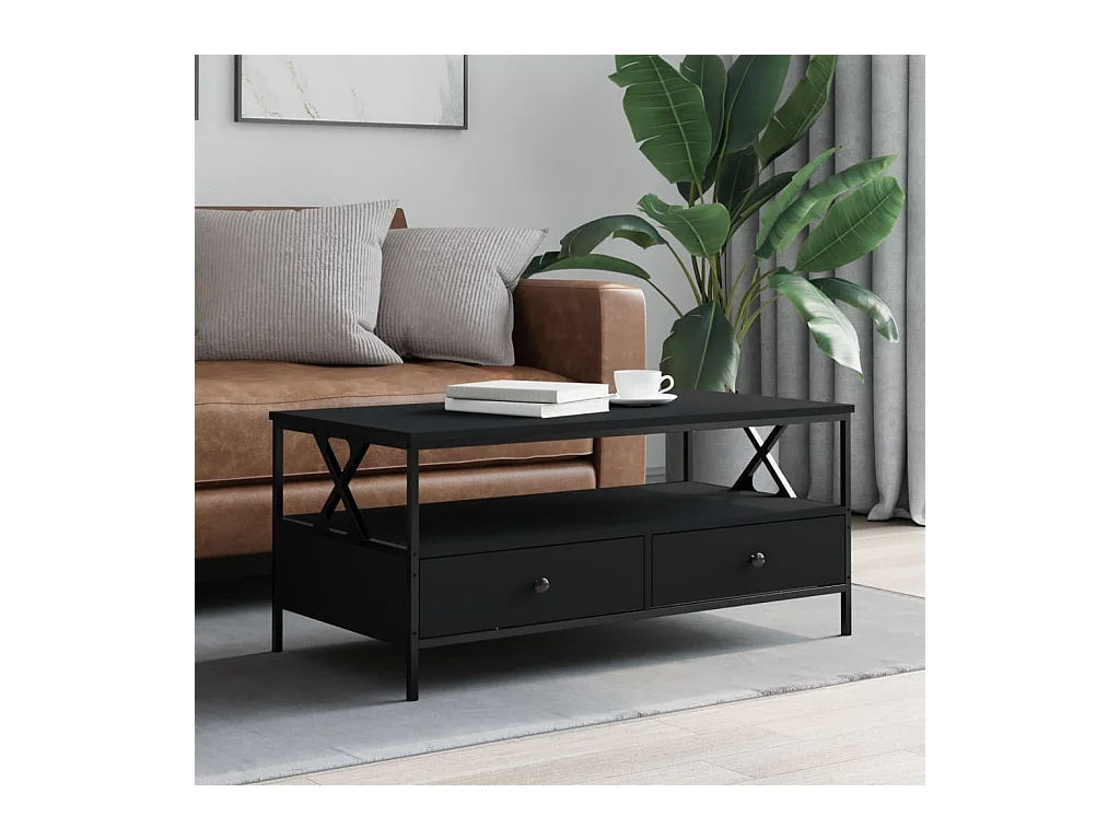 Table basse noir 100x51x45 bois d'ingénierie
