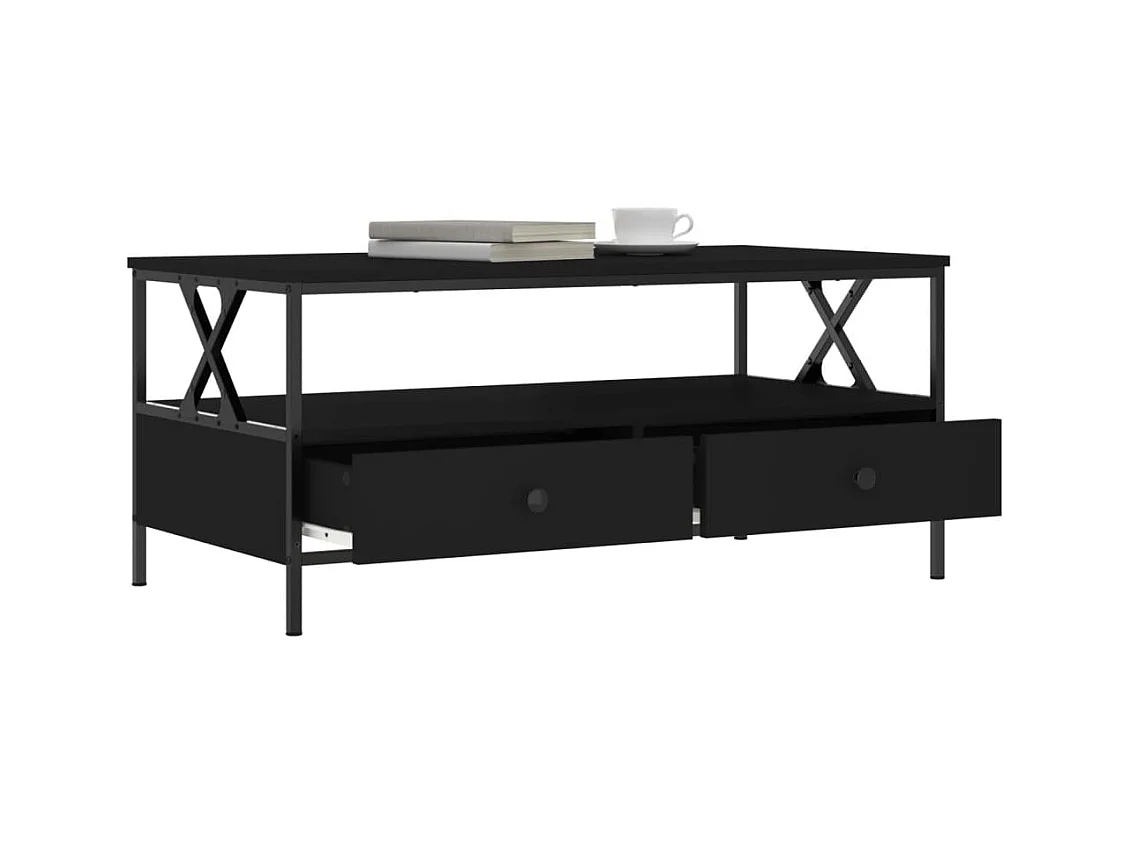 Table basse noir 100x51x45 bois d'ingénierie