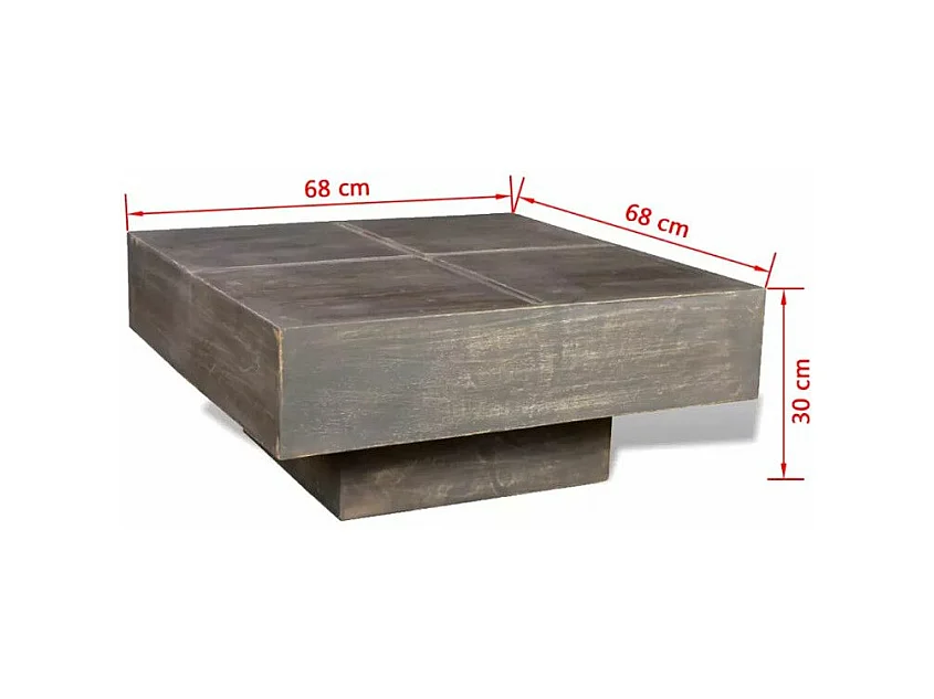 Table basse carrée manguier massif foncé Sempra