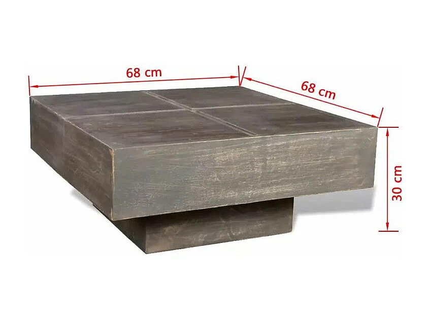 Table basse carrée manguier massif foncé Sempra
