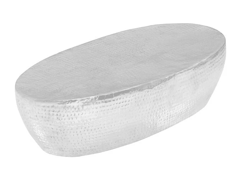 Table basse ovale métal martelé argenté Gabie