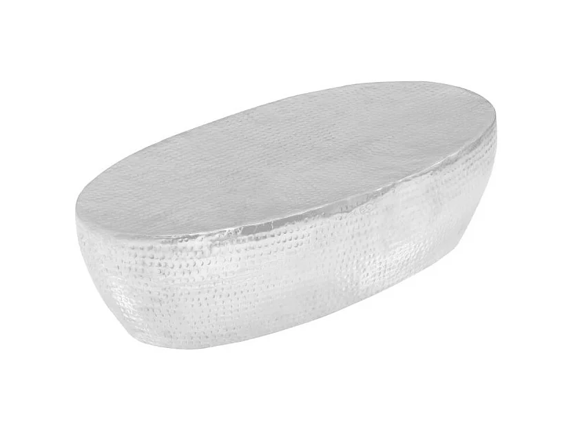 Table basse ovale métal martelé argenté Gabie