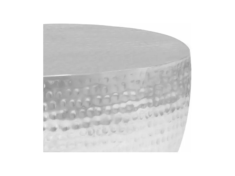 Table basse ovale métal martelé argenté Gabie