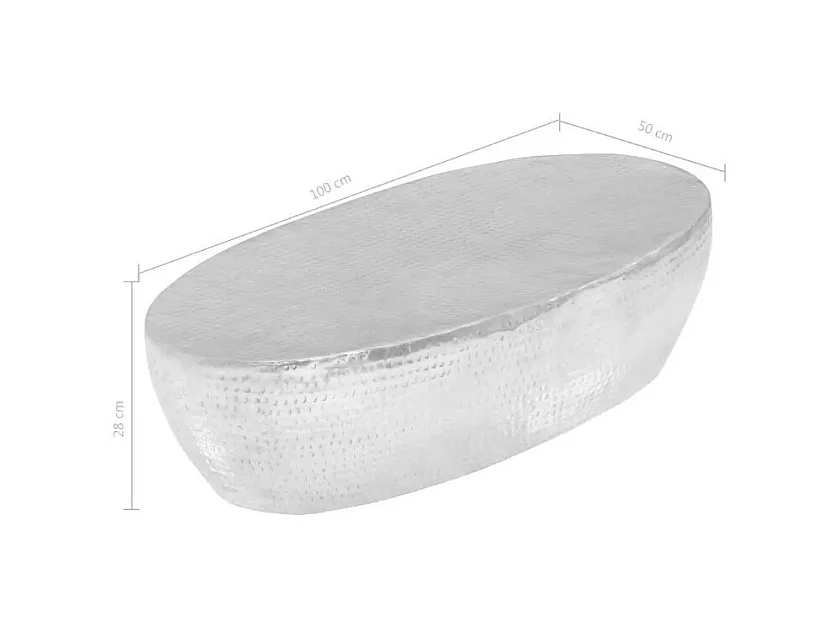 Table basse ovale métal martelé argenté Gabie