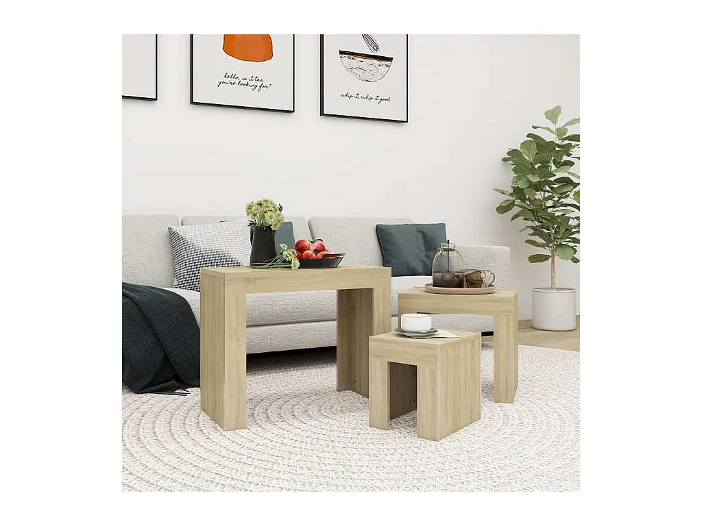 Tables basses gigognes 3 pcs Chêne sonoma
