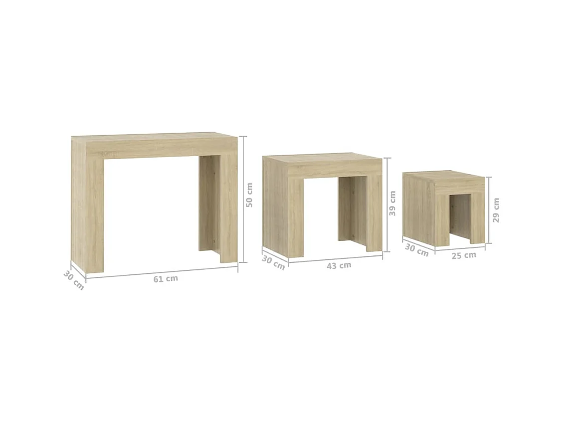 Tables basses gigognes 3 pcs Chêne sonoma