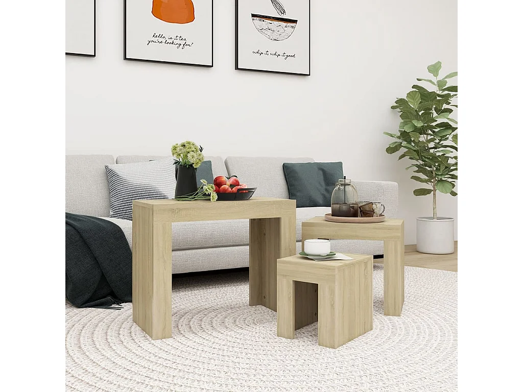 Tables basses gigognes 3 pcs Chêne sonoma