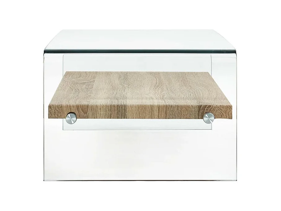 Table basse rectangulaire verre transparent et chêne clair Allissa