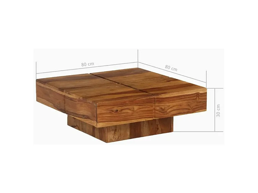 Table basse carrée sesham massif foncé Malib L 80