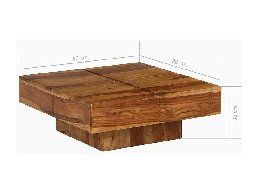 Table basse carrée sesham massif foncé Malib L 80