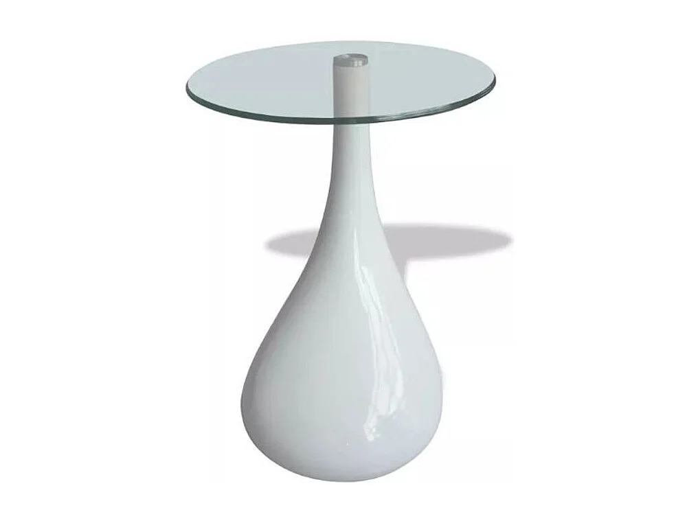 Table basse ronde verre trempé et fibre de verre blanc brillant Ben - Lot de 2