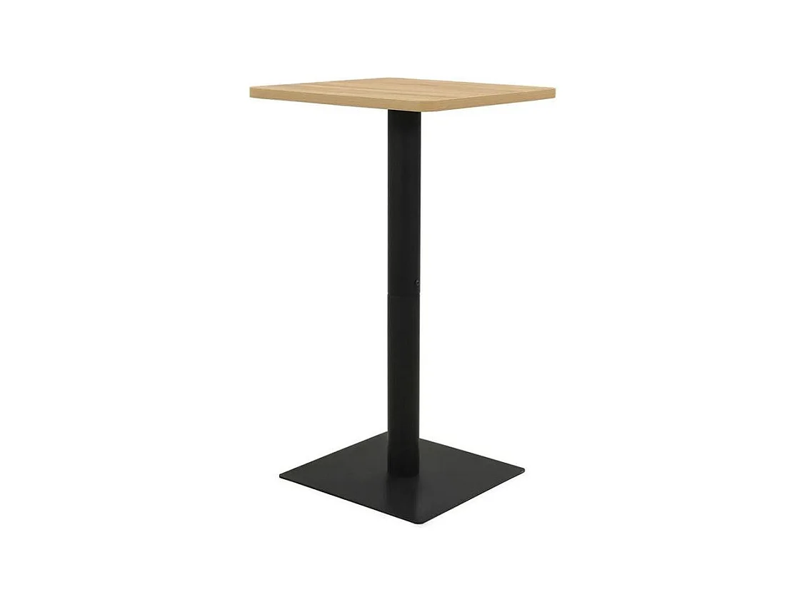 Table de bar bois chêne clair et pieds métal noir Riner 60cm