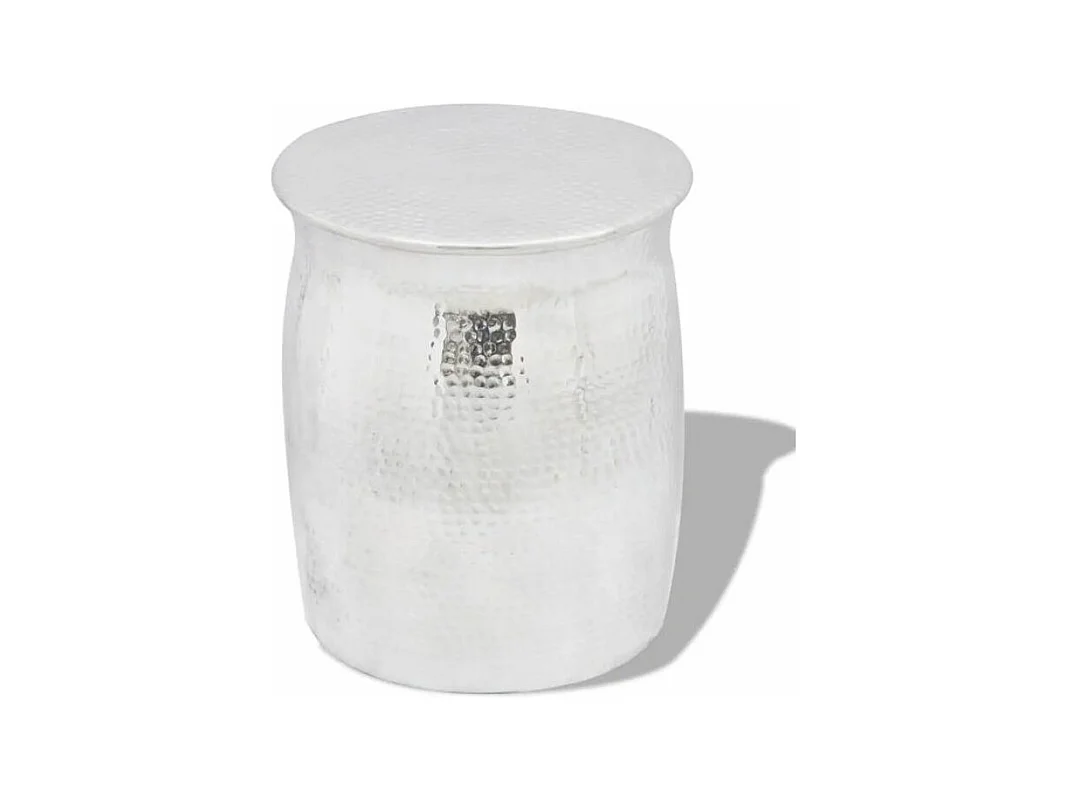 Table d'appoint ronde métal martelé argenté Sym D 36cm