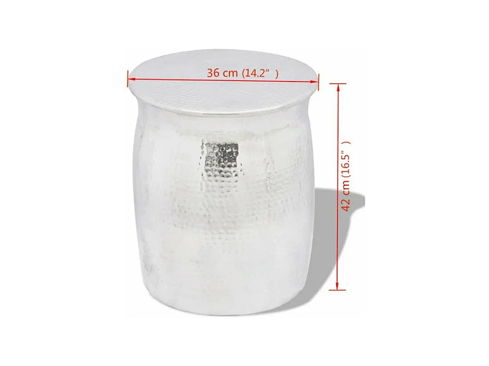 Table d'appoint ronde métal martelé argenté Sym D 36cm