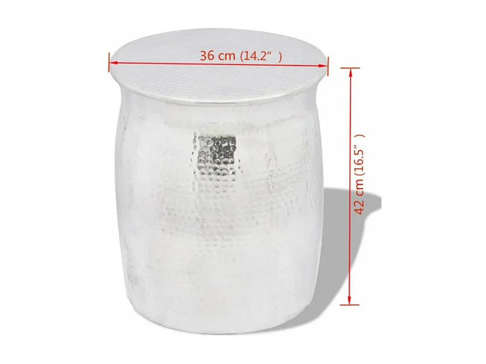 Table d'appoint ronde métal martelé argenté Sym D 36cm