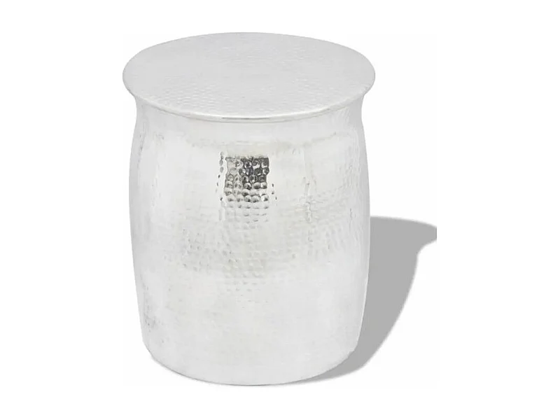 Table d'appoint ronde métal martelé argenté Sym D 36cm