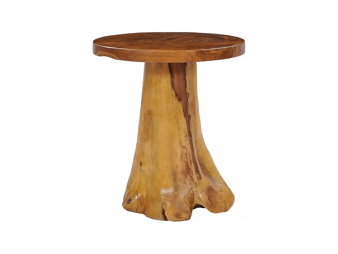 Table d'appoint ronde teck massif clair Loule