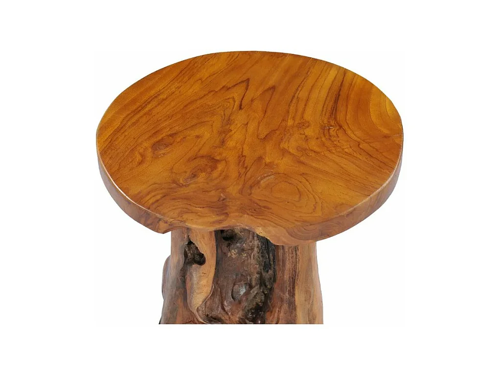 Table d'appoint ronde teck massif clair Loule