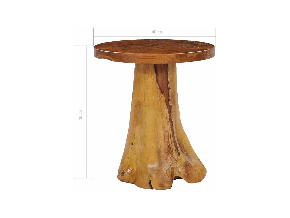 Table d'appoint ronde teck massif clair Loule