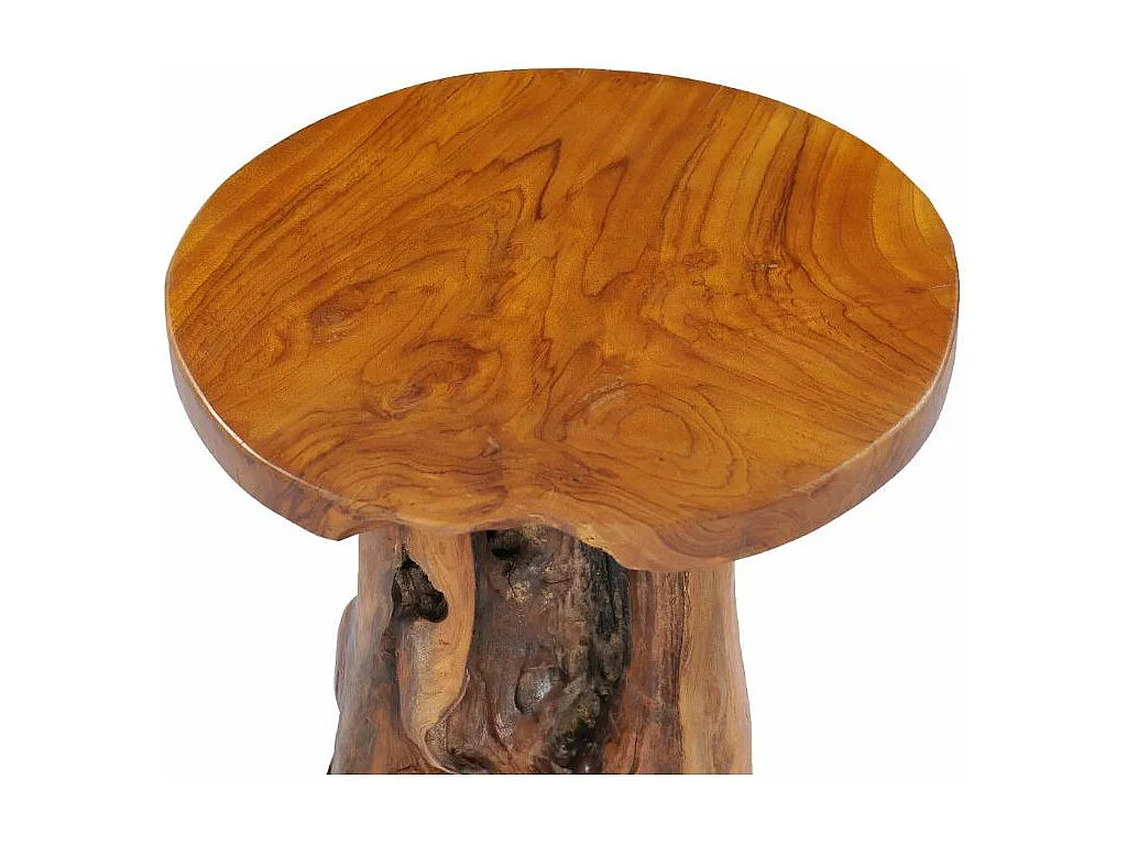 Table d'appoint ronde teck massif clair Loule