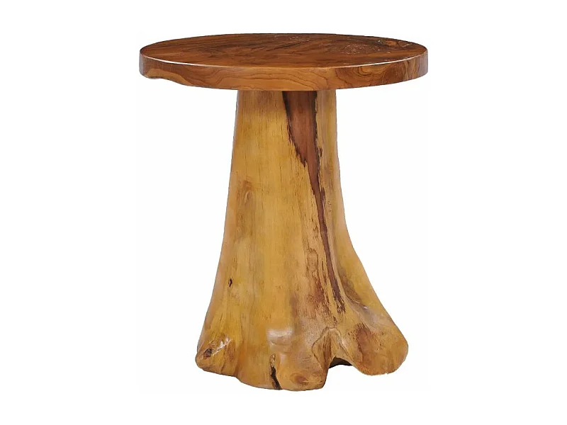 Table d'appoint ronde teck massif clair Loule