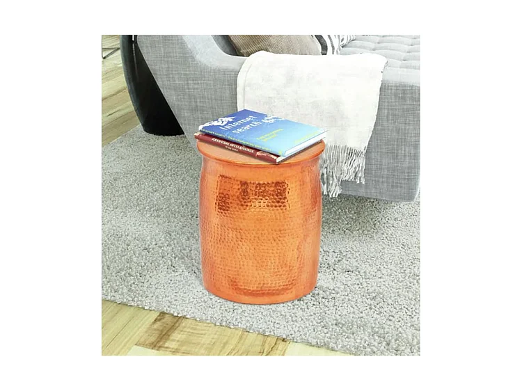 Table d'appoint ronde métal martelé doré Sym D 36cm