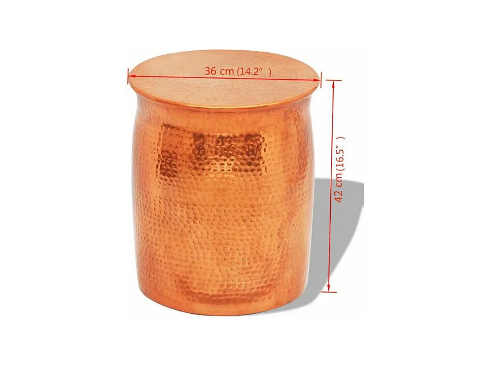 Table d'appoint ronde métal martelé doré Sym D 36cm