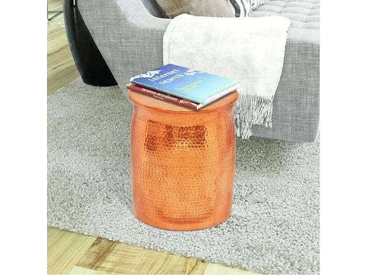 Table d'appoint ronde métal martelé doré Sym D 36cm