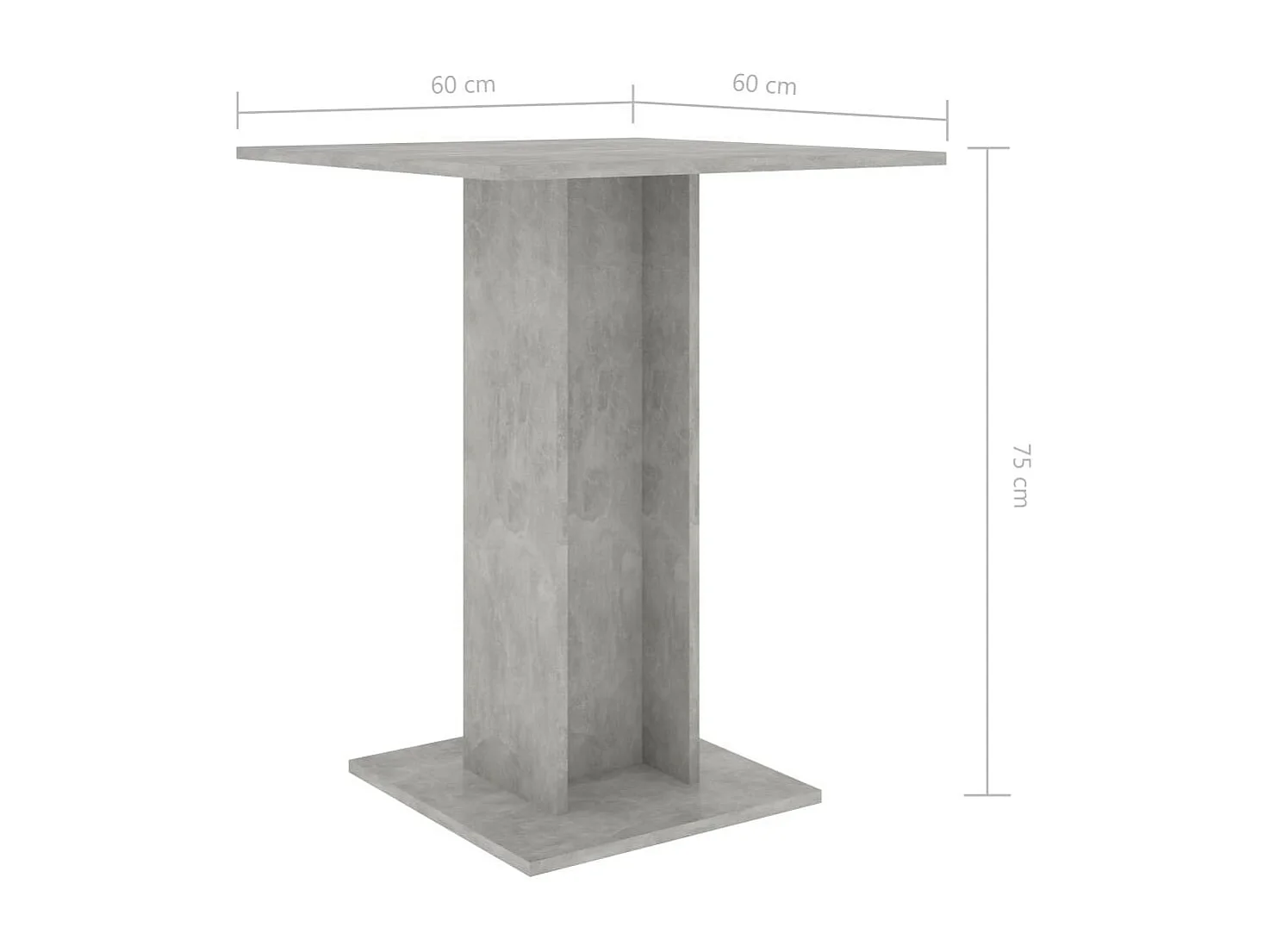 Table de bistro Gris béton 60x60x75