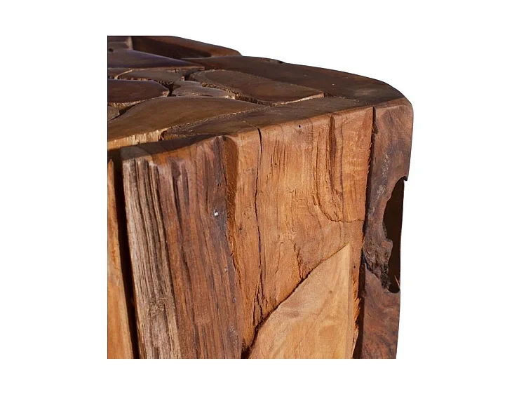 Table d'appoint carrée teck massif foncé Lenna