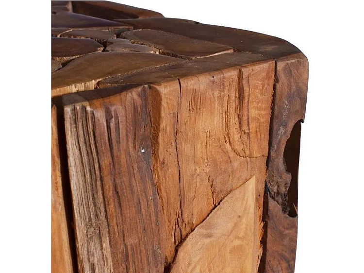 Table d'appoint carrée teck massif foncé Lenna