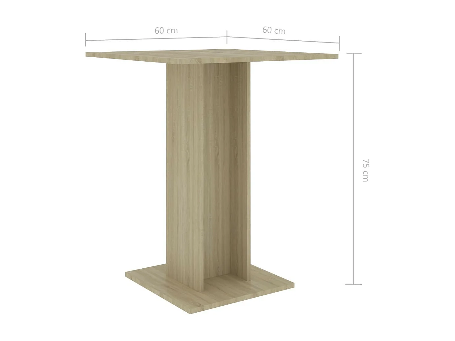Table de bistro Chêne sonoma 60x60x75